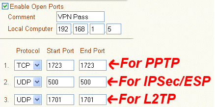 Enable VPN passthrough DrayTek router1