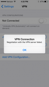 vpn not connecting ipad